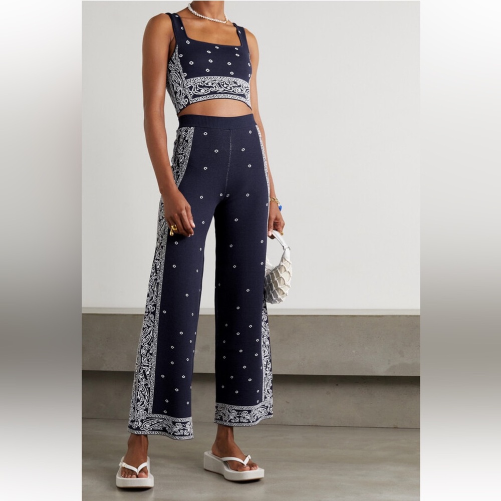 NWOT STAUD Knit Tucson Bandana Print Tank and Wide Leg Crop Pants XS Sold as Set